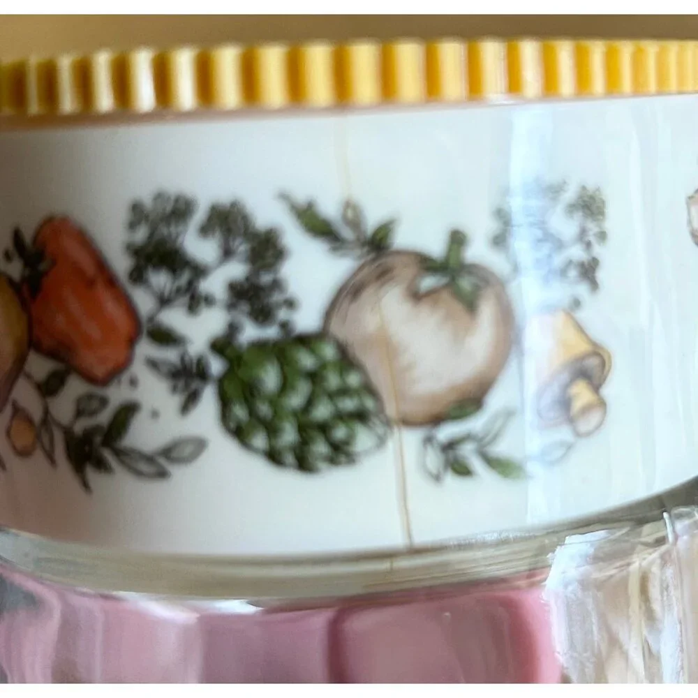 Gemco Oil & Vinegar Jar SET VTG Glass Cruet & Spice Fruit&Vegetable Design‎ READ